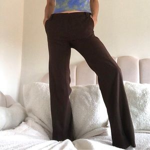 Low rise dark brown wide leg trousers